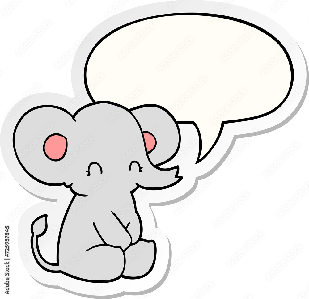 cute cartoon elephant and speech bubble sticker cute cartoon elephant and speech bubble sticker
