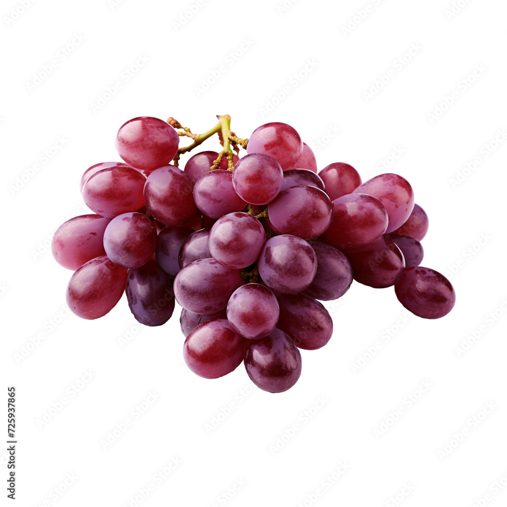 bunch of red grapes isolated on transparent background