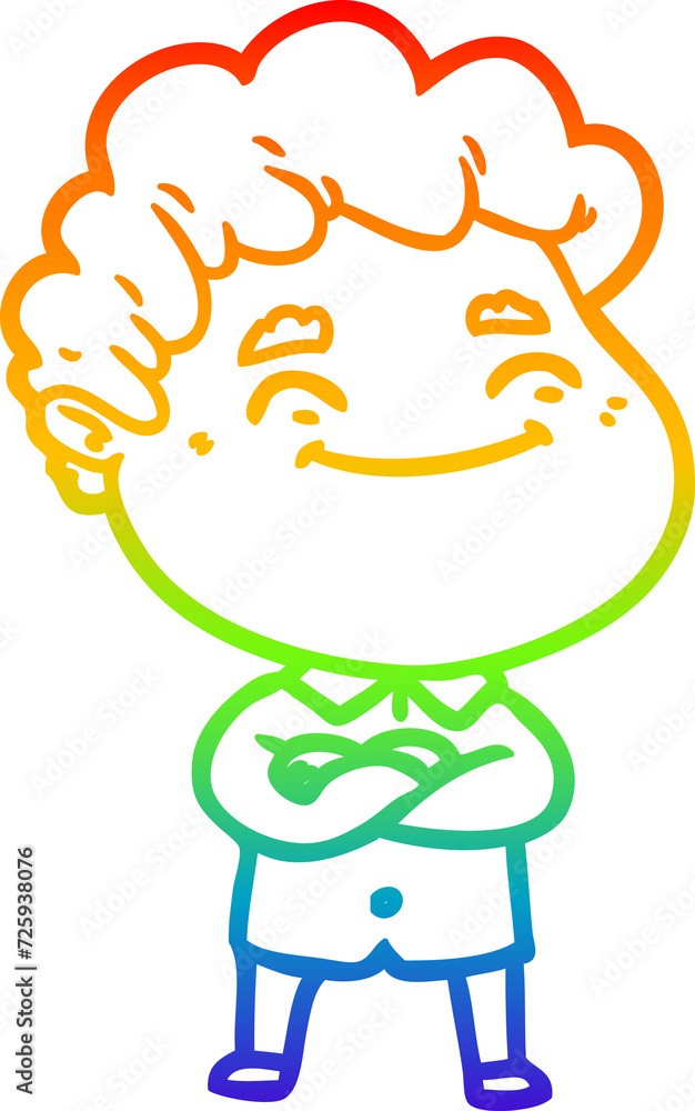 rainbow gradient line drawing cartoon friendly man rainbow gradient line drawing cartoon friendly man