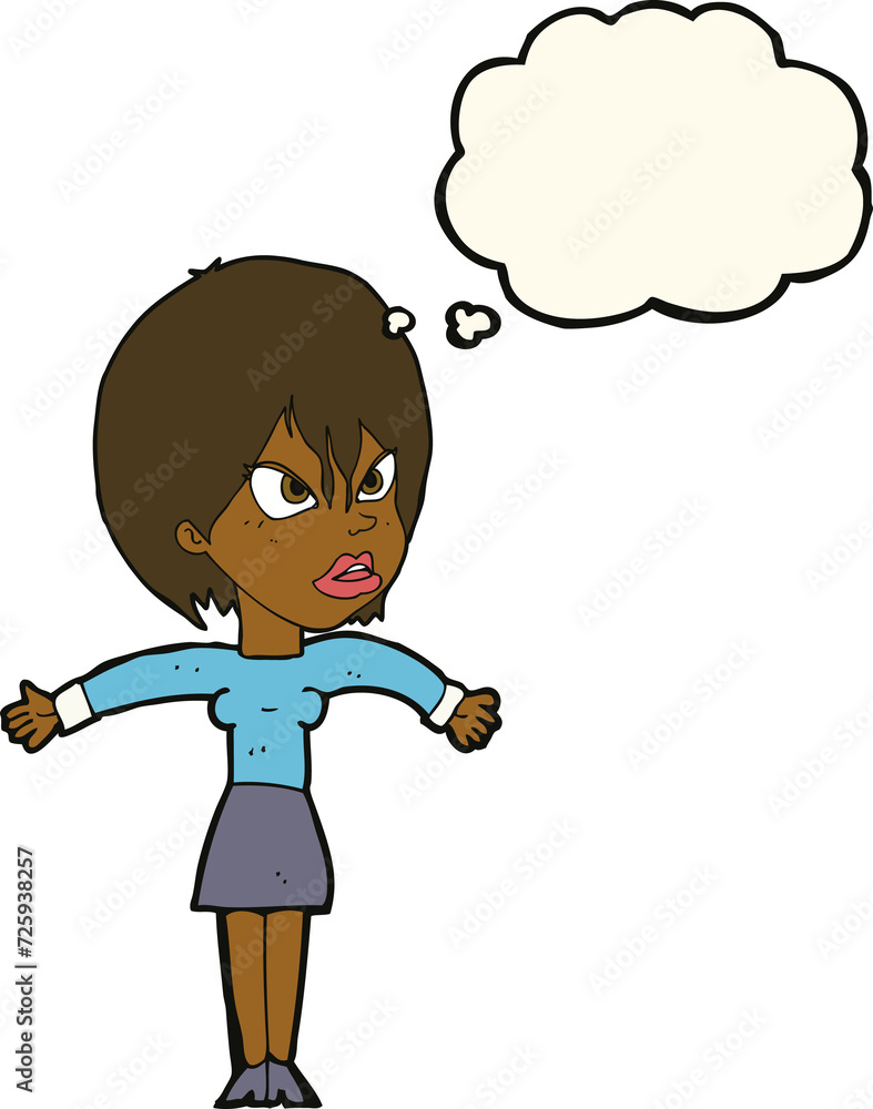 cartoon annoyed girl with thought bubble cartoon annoyed girl with thought bubble