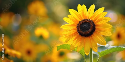 Sunflower Elegance - Vibrant Petals and Dark Center - Natural Light Bathes Golden Beauty - Breathtaking Outdoor Close-Up