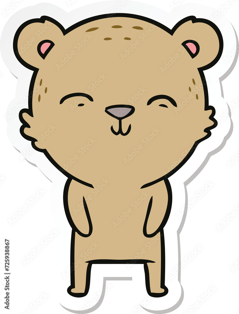 sticker of a happy cartoon bear sticker of a happy cartoon bear