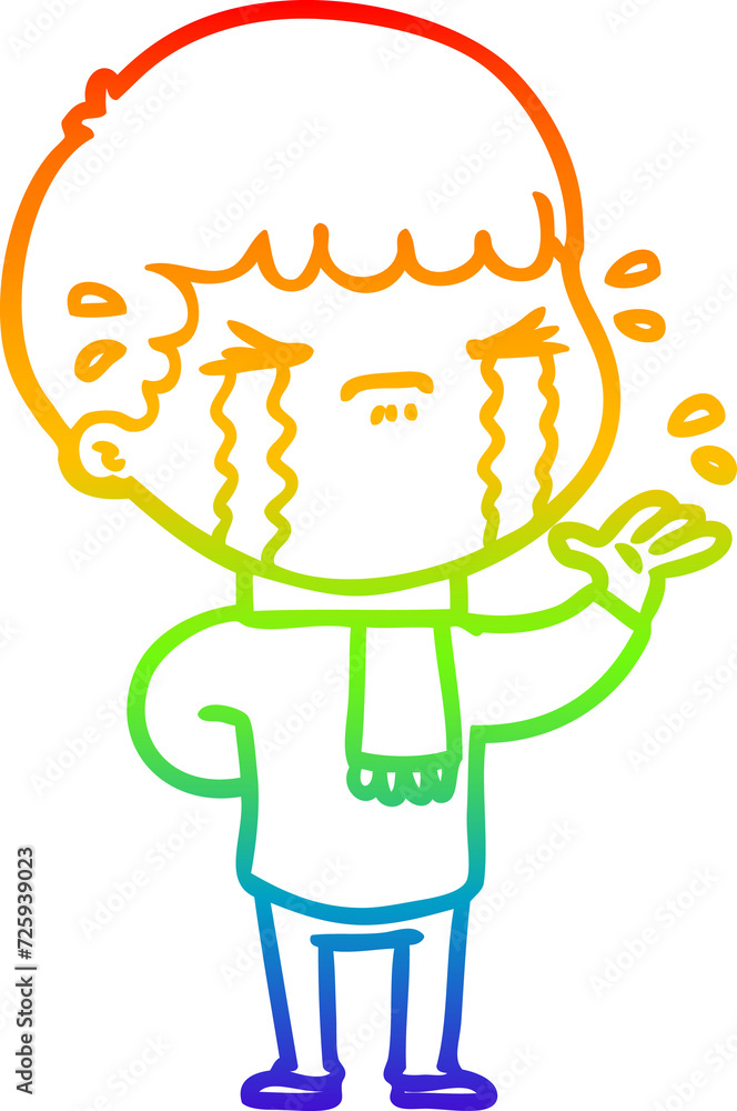 rainbow gradient line drawing cartoon man crying rainbow gradient line drawing cartoon man crying