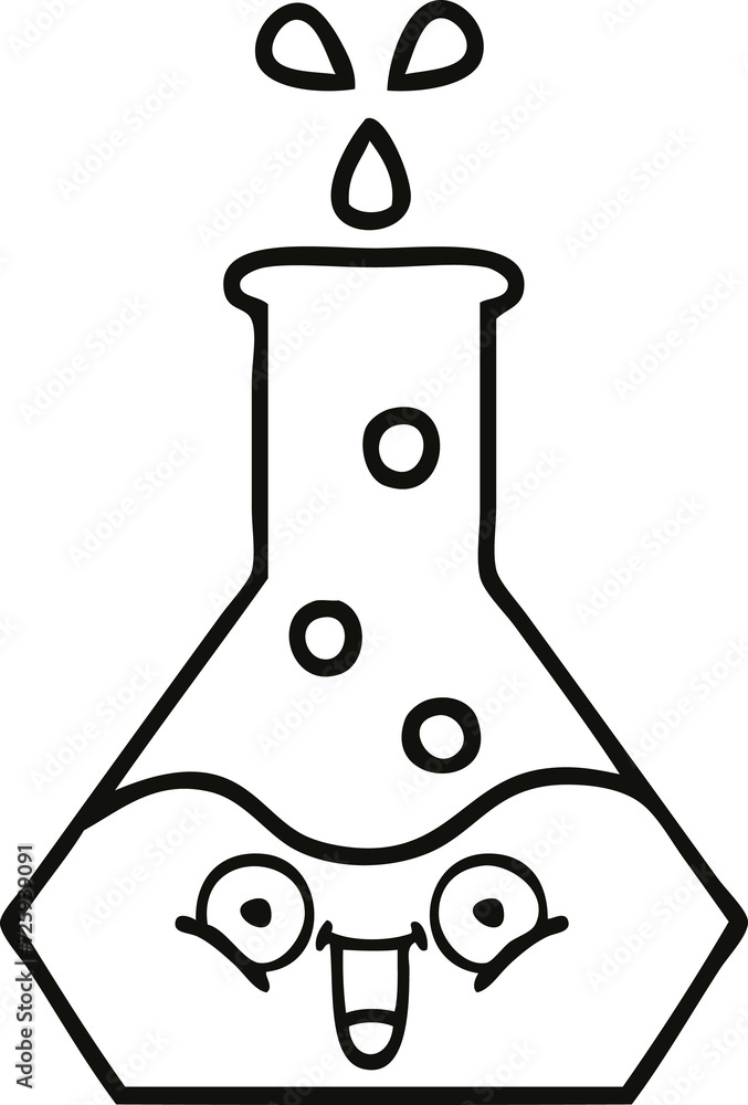 line drawing cartoon science beaker line drawing cartoon science beaker