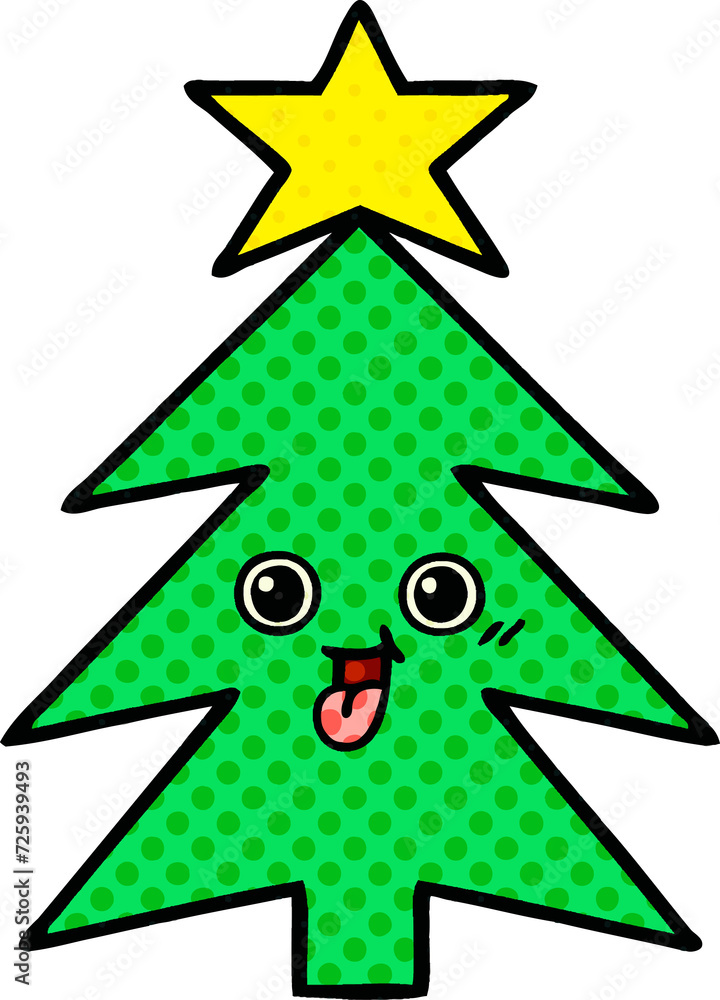 Fototapeta premium comic book style cartoon christmas tree