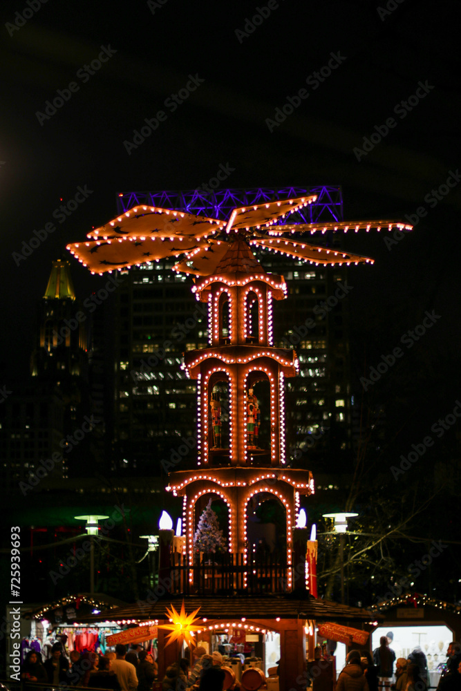 Spinning Tower with Lights with a Baltimore Skyscraper in the Background