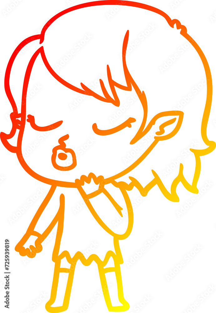 warm gradient line drawing cute cartoon vampire girl warm gradient line drawing cute cartoon vampire girl