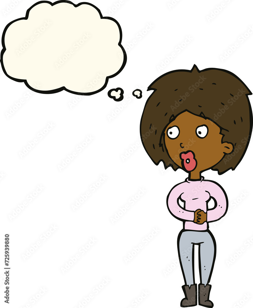 cartoon surprised woman with thought bubble cartoon surprised woman with thought bubble