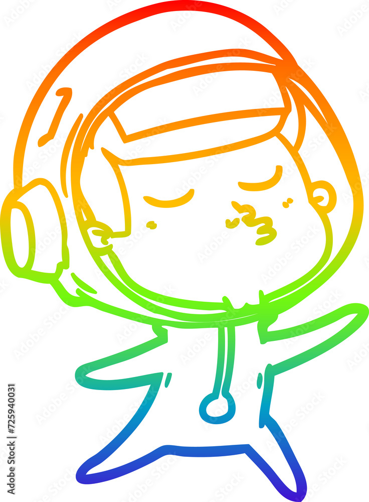 rainbow gradient line drawing cartoon confident astronaut rainbow gradient line drawing cartoon confident astronaut