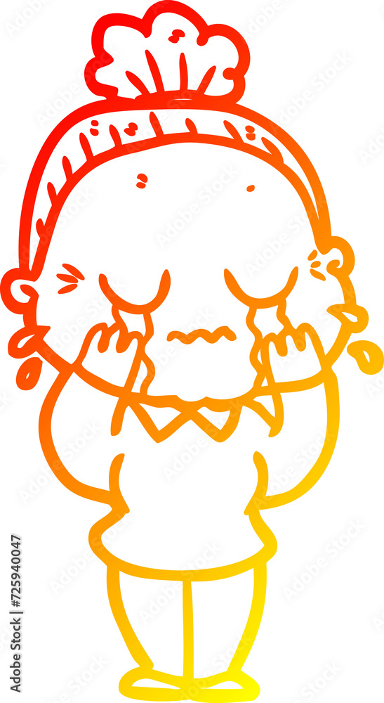 warm gradient line drawing cartoon crying old lady warm gradient line drawing cartoon crying old lady