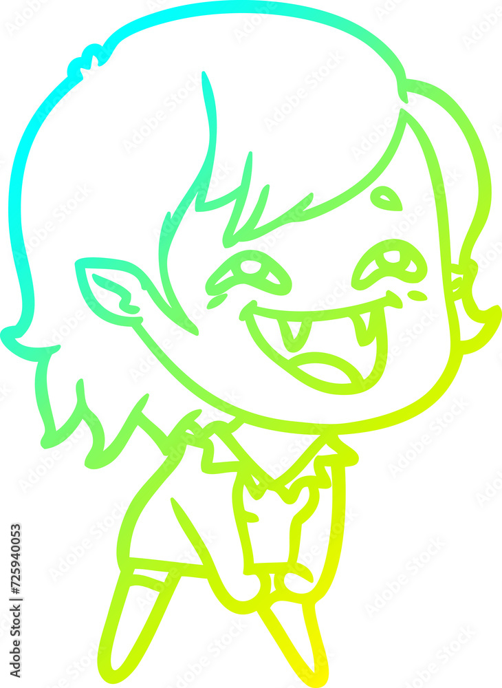 cold gradient line drawing cartoon laughing vampire girl cold gradient line drawing cartoon laughing vampire girl