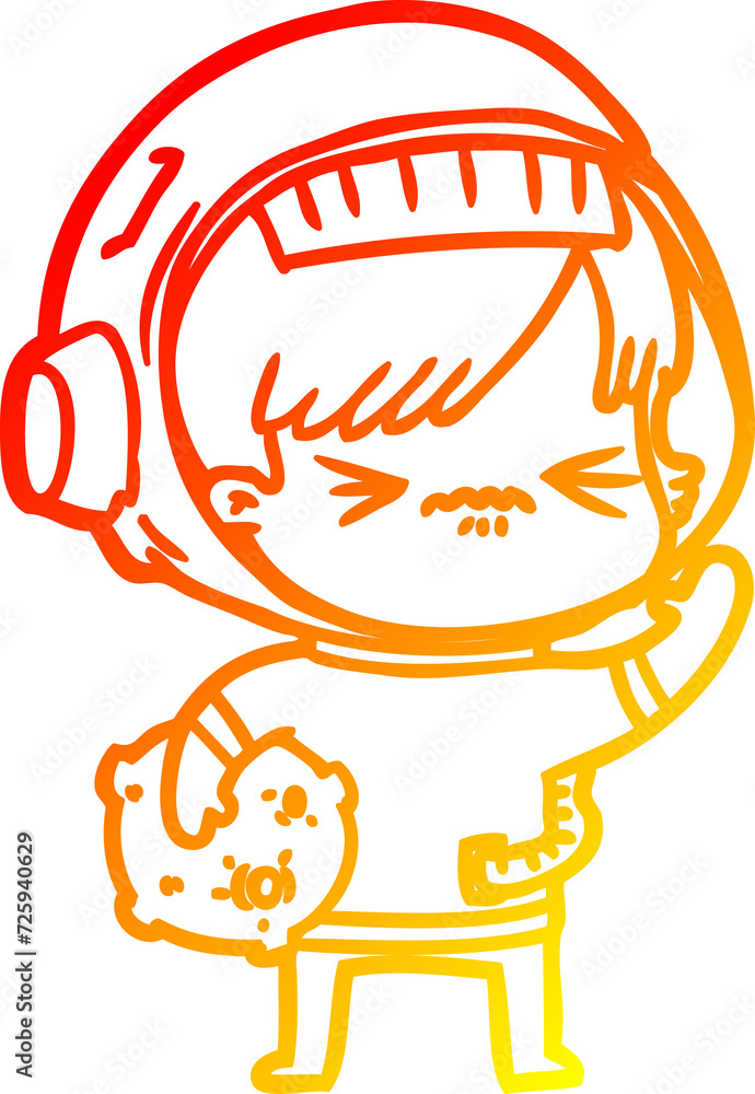 warm gradient line drawing angry cartoon space girl warm gradient line drawing angry cartoon space girl
