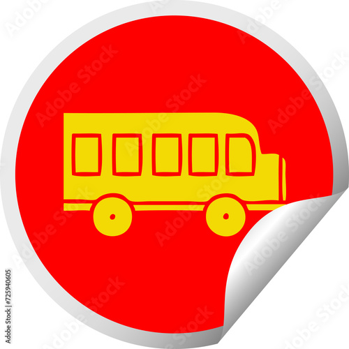 circular peeling sticker cartoon school bus photo