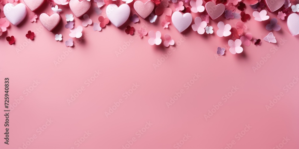 Pink hearts on a pink background, space for text. Valentine's day theme. Pink hearts on a pink background, space for text. Valentine's day theme.