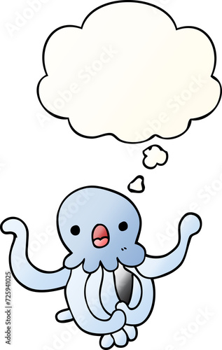 cartoon jellyfish and thought bubble in smooth gradient style