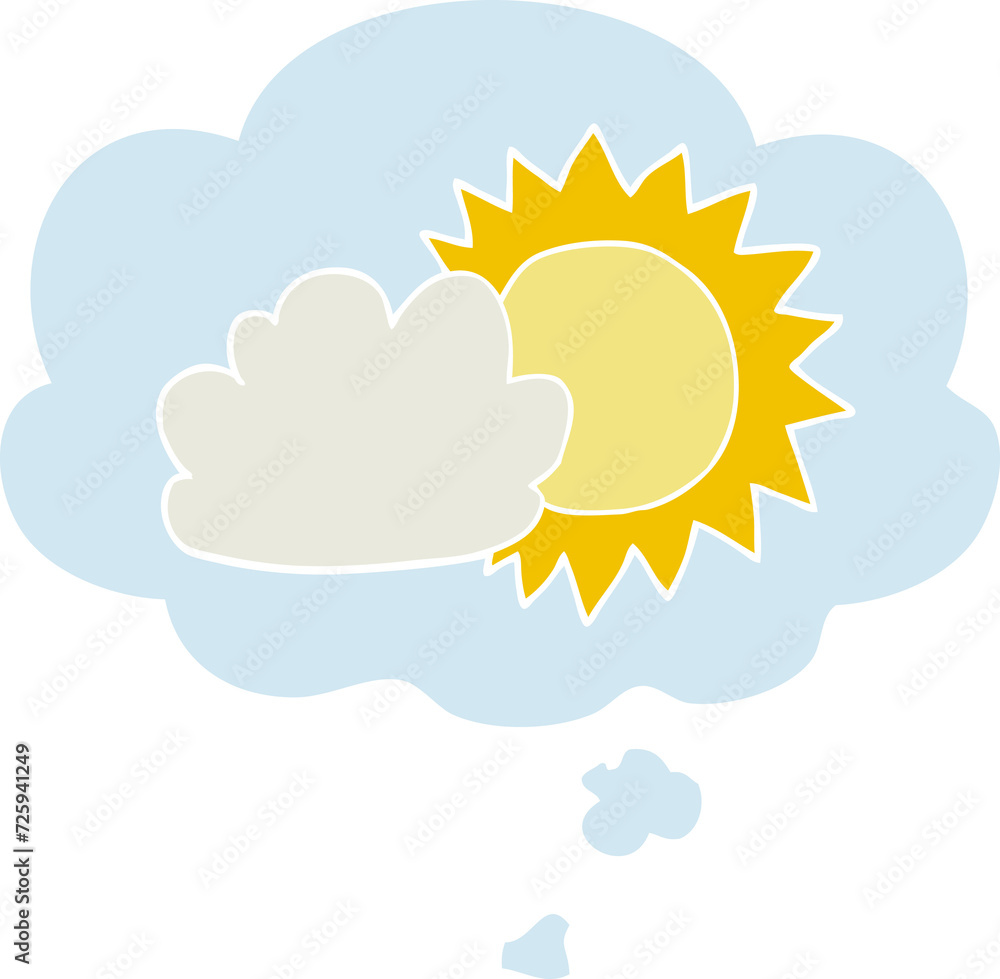 cartoon weather and thought bubble in retro style cartoon weather and thought bubble in retro style