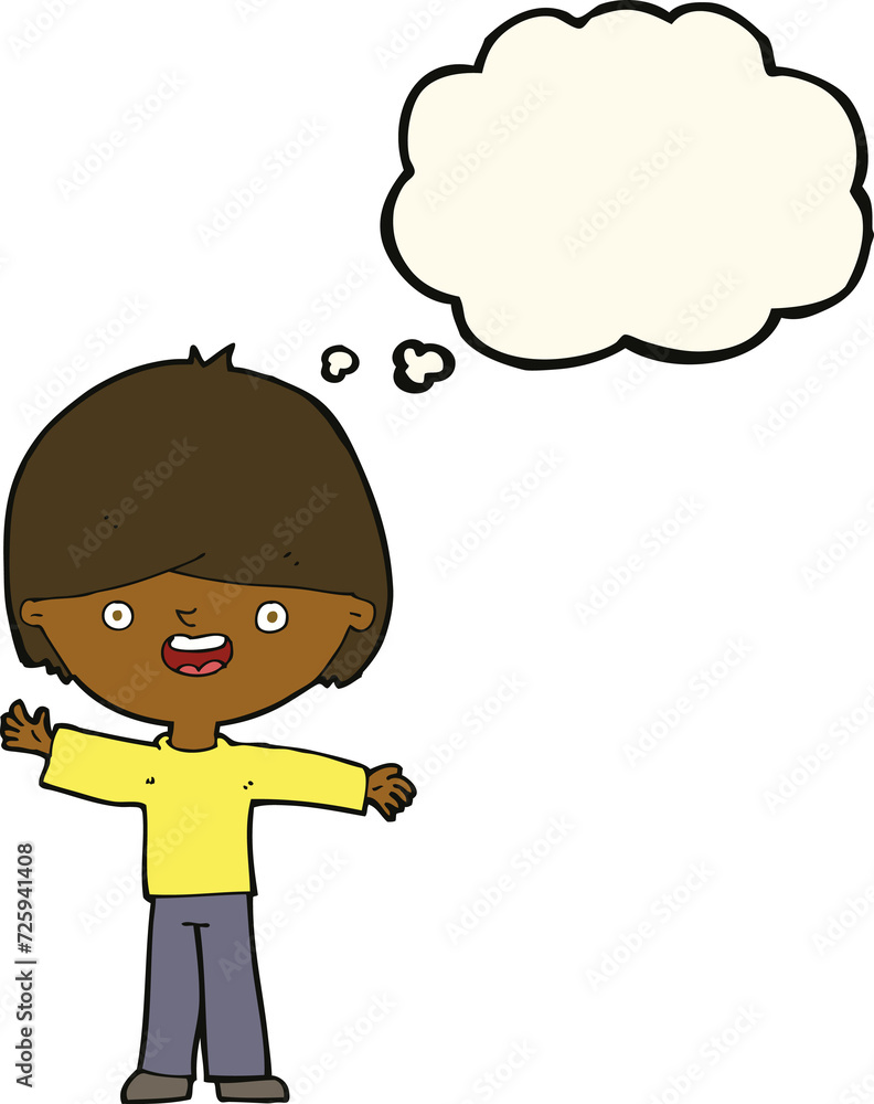 cartoon happy boy with thought bubble cartoon happy boy with thought bubble