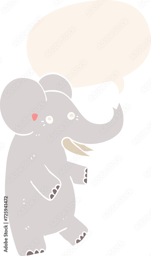 cartoon elephant and speech bubble in retro style cartoon elephant and speech bubble in retro style