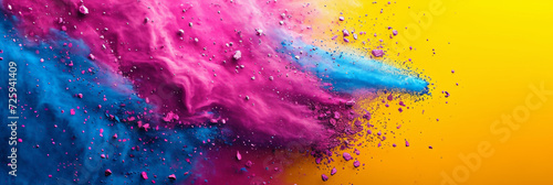 Abstract colorful background for Holi festival of colors in India. Holi color powder. Spring, happiness. photo