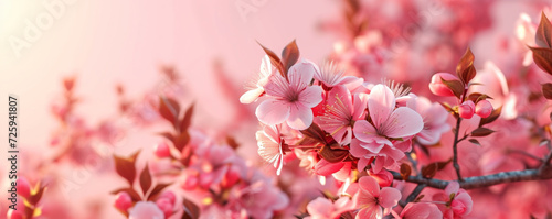 Cherry blossom. A fresh spring background in soft pastel hues of pink. Spring, nature and awakening concept.