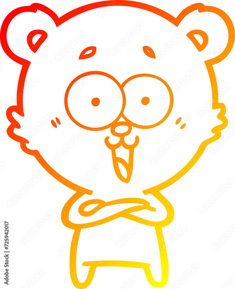 Obraz premium warm gradient line drawing laughing teddy bear cartoon