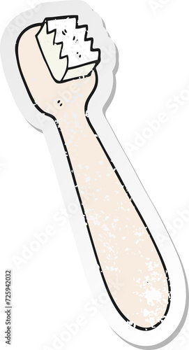 distressed sticker of a cartoon toothbrush