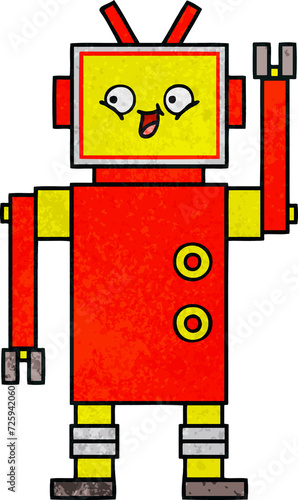 retro grunge texture cartoon robot