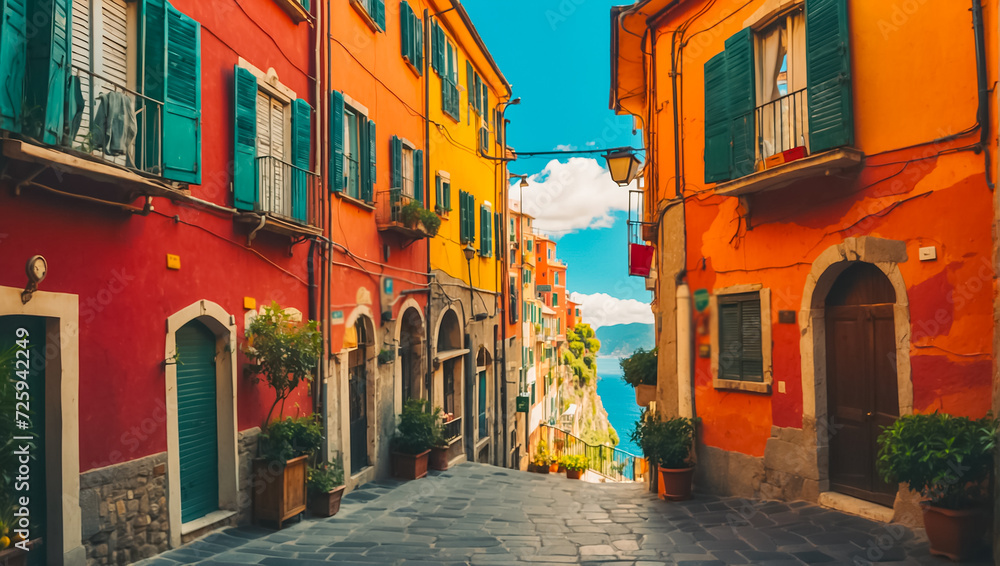 beautiful street Cinque Terre Italy summer