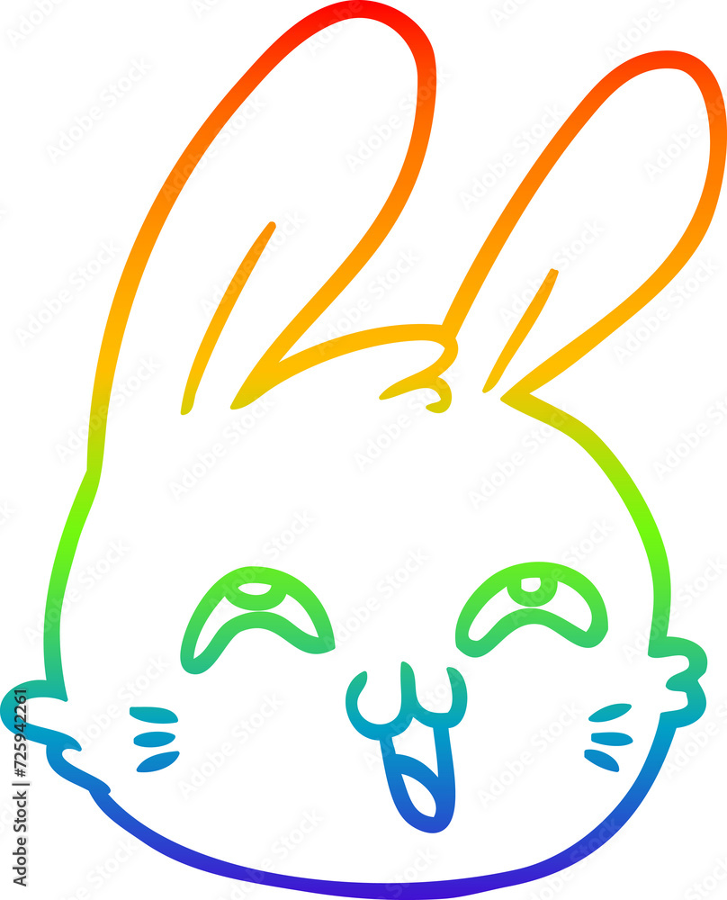 rainbow gradient line drawing cartoon happy rabbit face rainbow gradient line drawing cartoon happy rabbit face