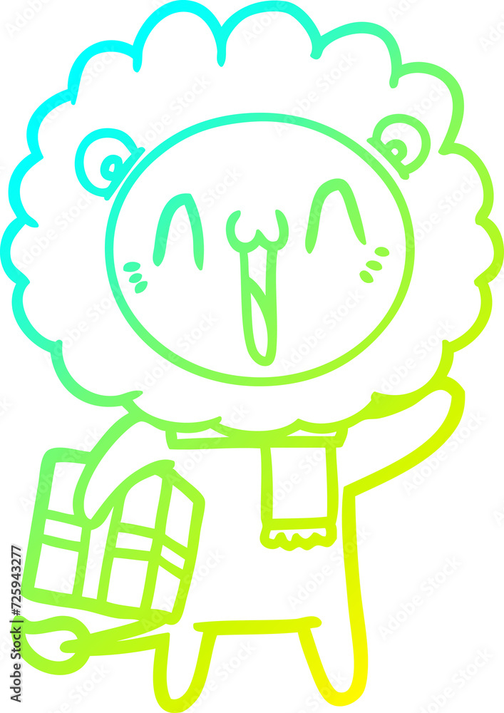 cold gradient line drawing happy cartoon lion cold gradient line drawing happy cartoon lion