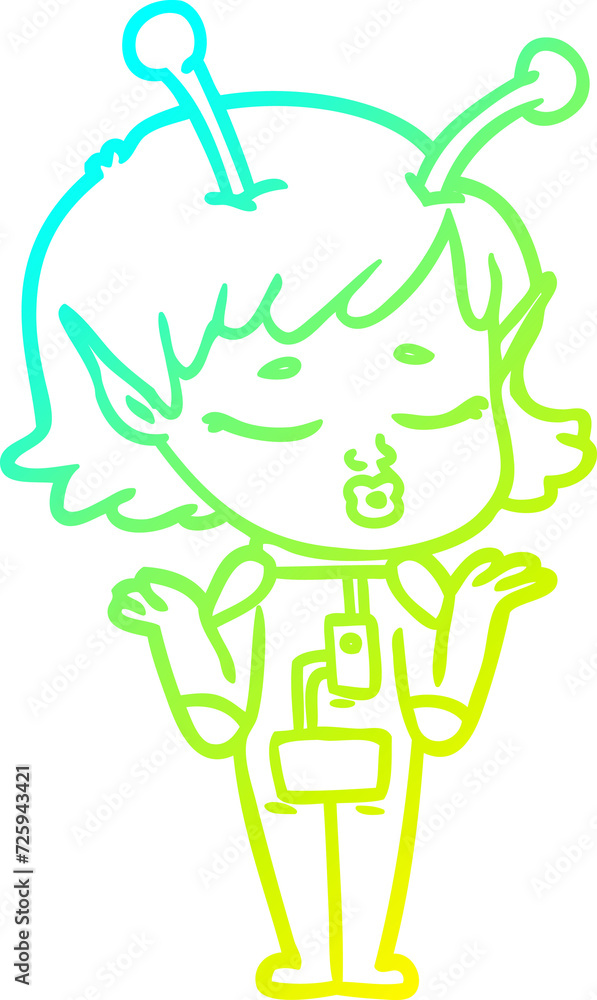 cold gradient line drawing cartoon alien girl cold gradient line drawing cartoon alien girl