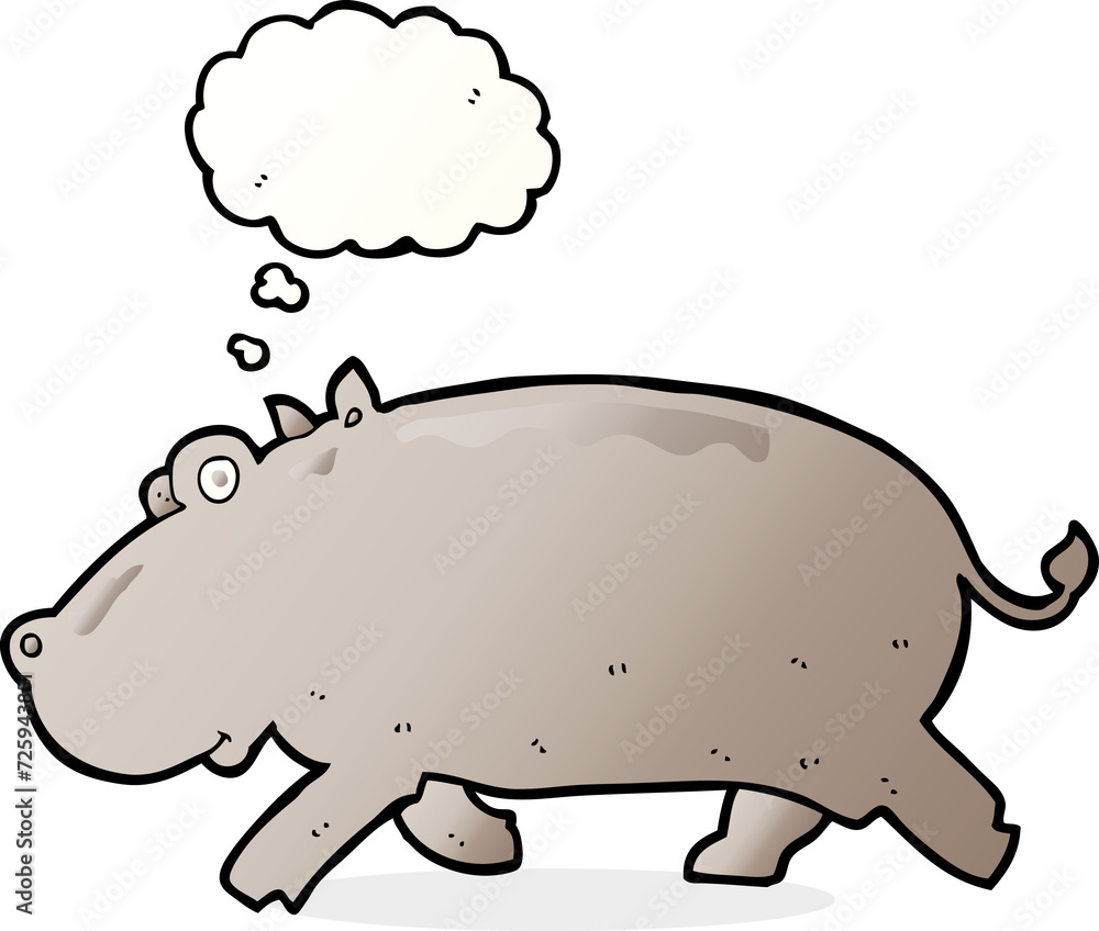 cartoon hippopotamus with thought bubble cartoon hippopotamus with thought bubble
