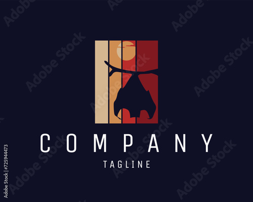isolated bat logo with stunning moon view. best for logo, badge, emblem, icon, sticker design