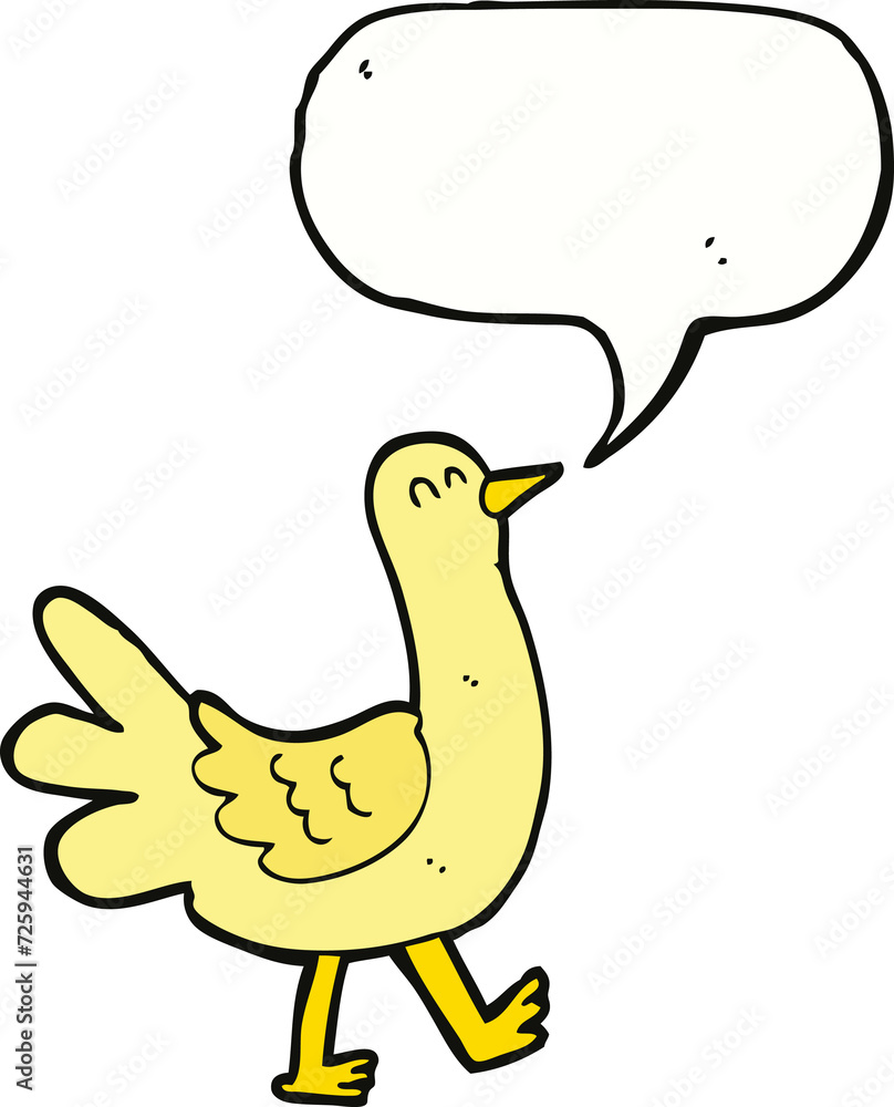 cartoon walking bird with speech bubble cartoon walking bird with speech bubble