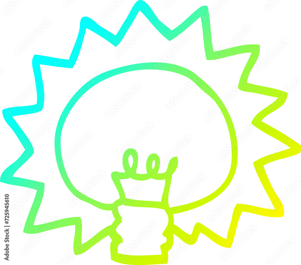 cold gradient line drawing cartoon shining light bulb cold gradient line drawing cartoon shining light bulb