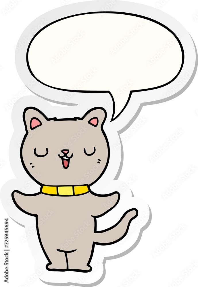 cartoon cat and speech bubble sticker cartoon cat and speech bubble sticker