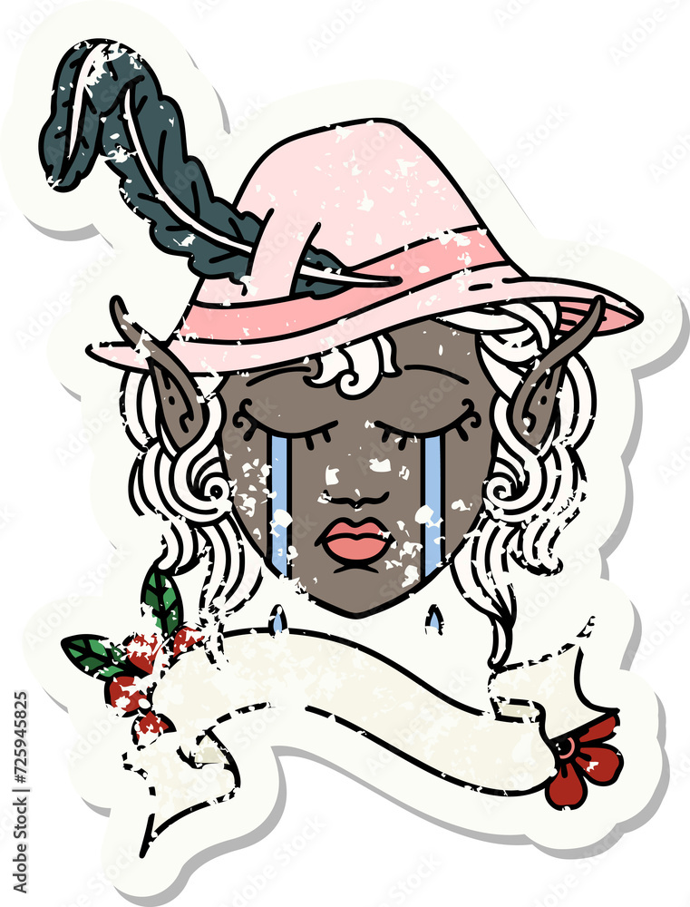 Fototapeta premium crying elven bard character illustration