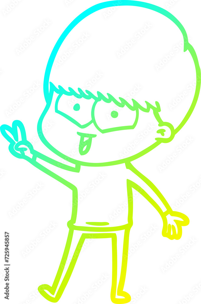 cold gradient line drawing cartoon happy boy cold gradient line drawing cartoon happy boy
