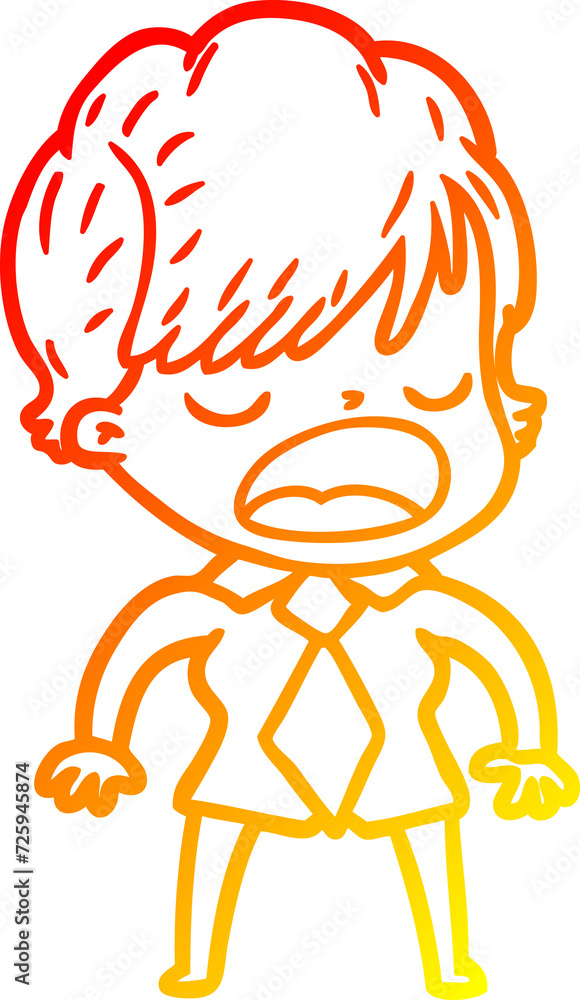 warm gradient line drawing cartoon woman talking warm gradient line drawing cartoon woman talking