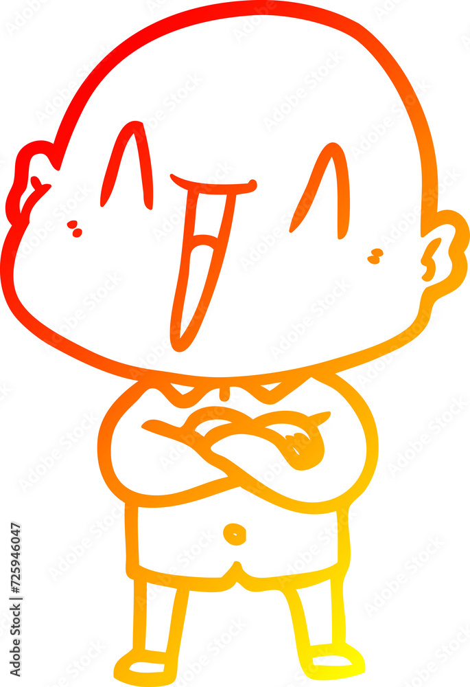 warm gradient line drawing happy cartoon bald man warm gradient line drawing happy cartoon bald man