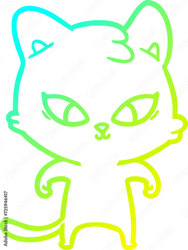 cold gradient line drawing cute cartoon cat cold gradient line drawing cute cartoon cat