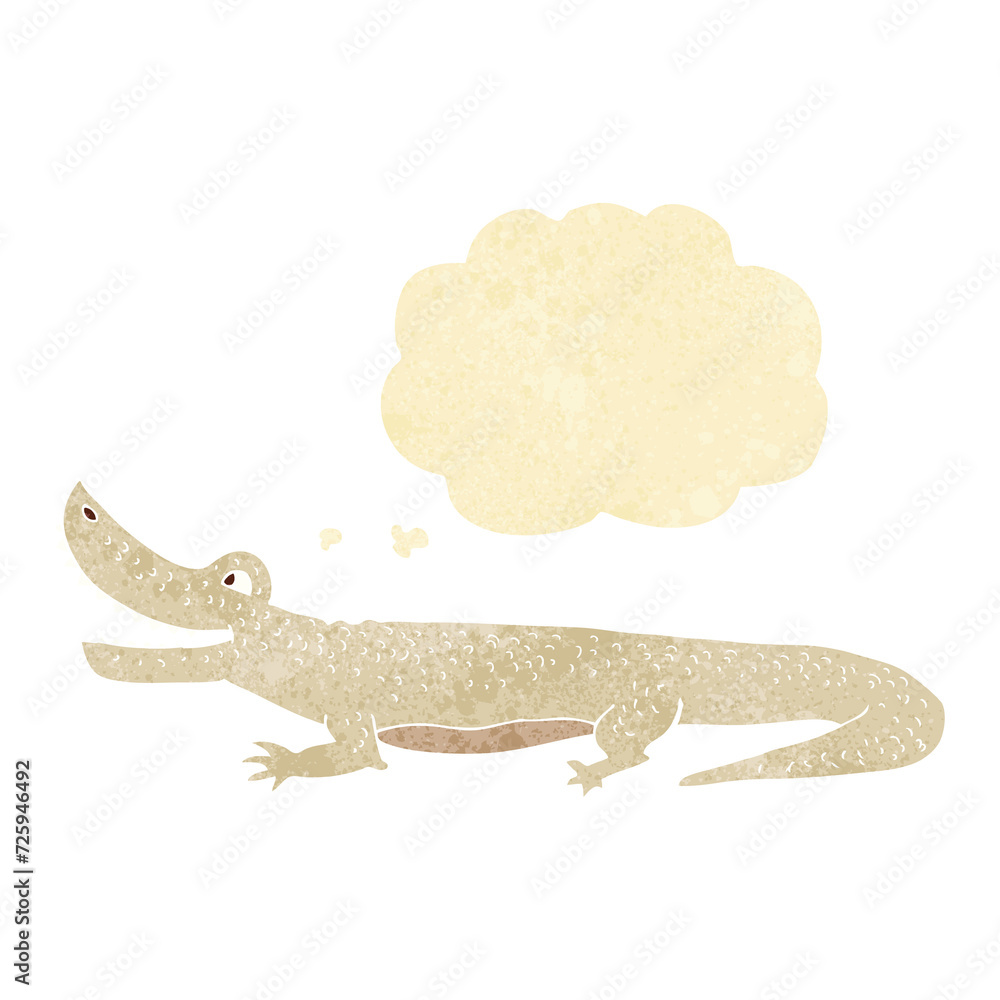 Fototapeta premium cartoon happy crocodile with thought bubble