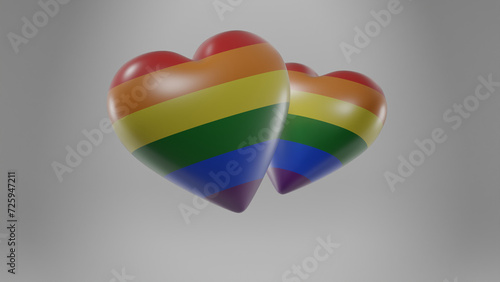 lgbt love concept, 3d render of lgbt heart. alpha channel .loop