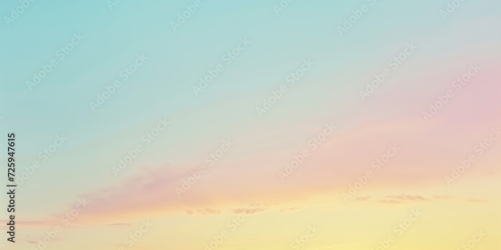 Soft pastel gradient background, blending pale pinks, blues, and yellows, evoking a serene, dreamy sky at dawn