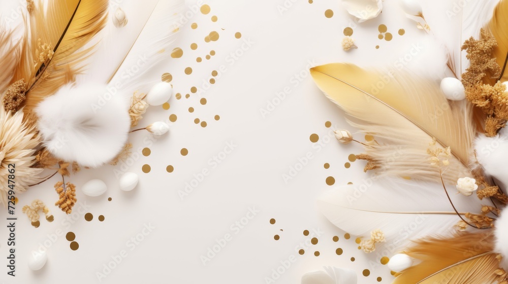 White and Gold Feathered Background
