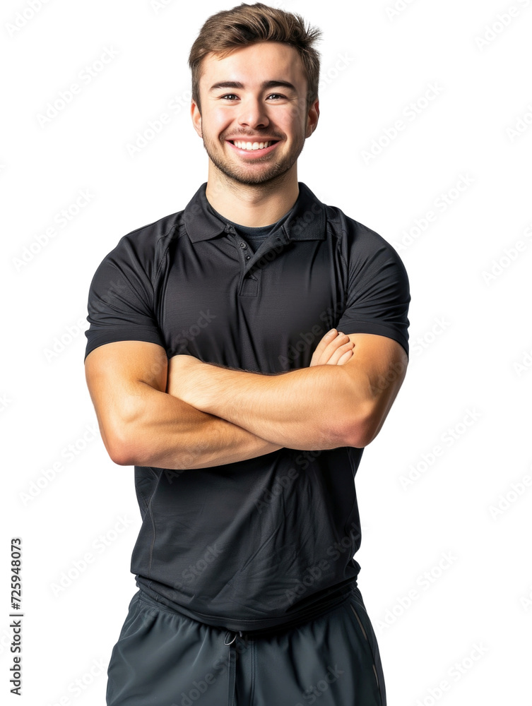 Obraz premium Smart attractive professional trainer isolated transparent background