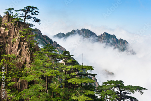 Clouds floats amidst the North Sea area of Huangshan Yellow Mountains.