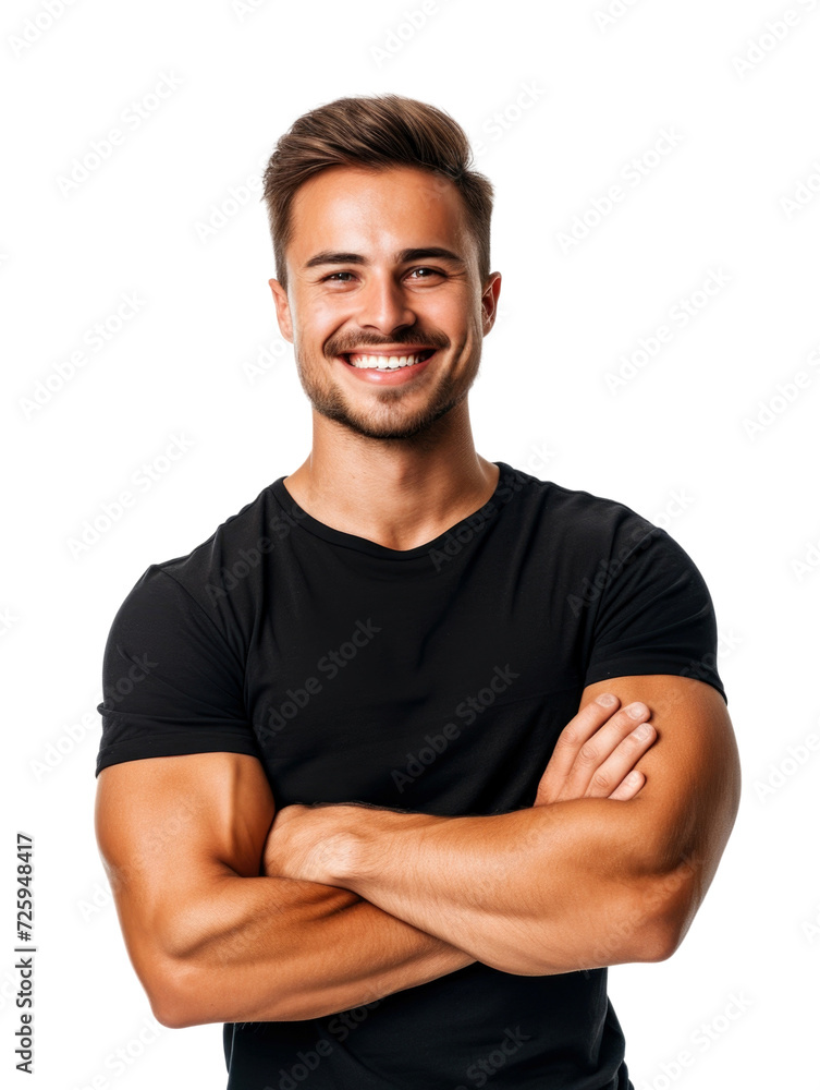 Fototapeta premium Smart attractive professional trainer isolated transparent background