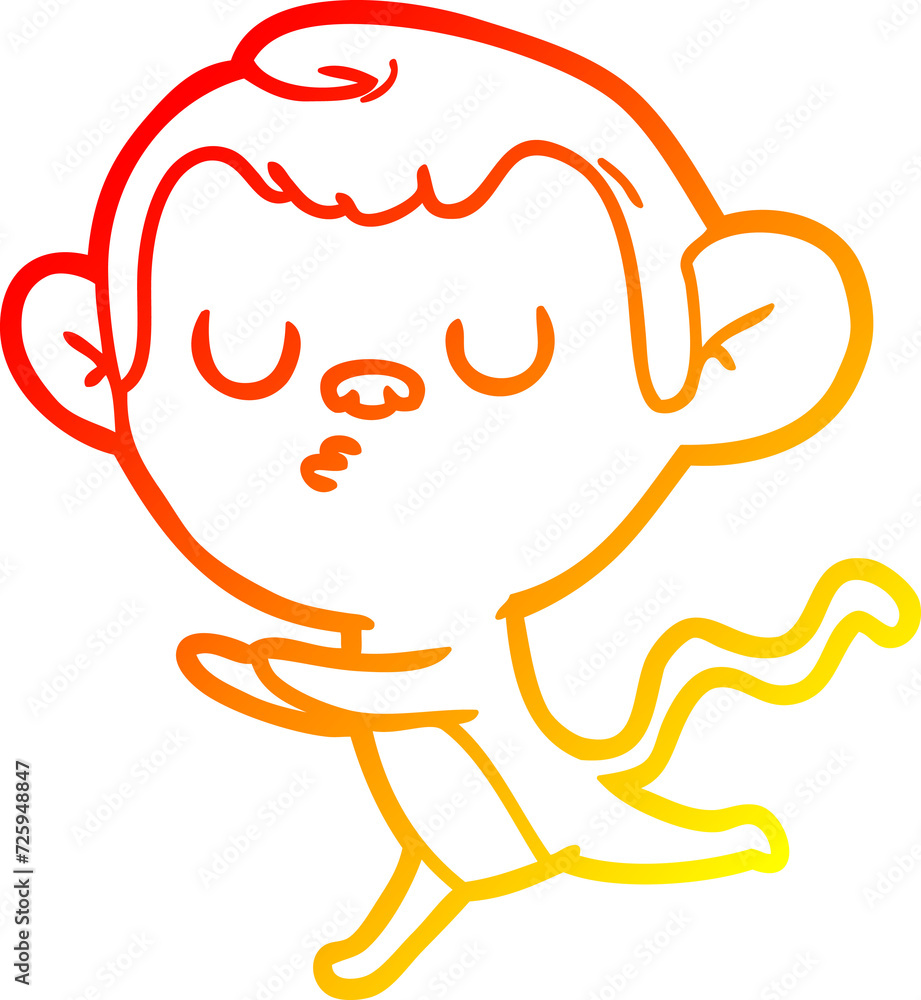 warm gradient line drawing cartoon monkey warm gradient line drawing cartoon monkey