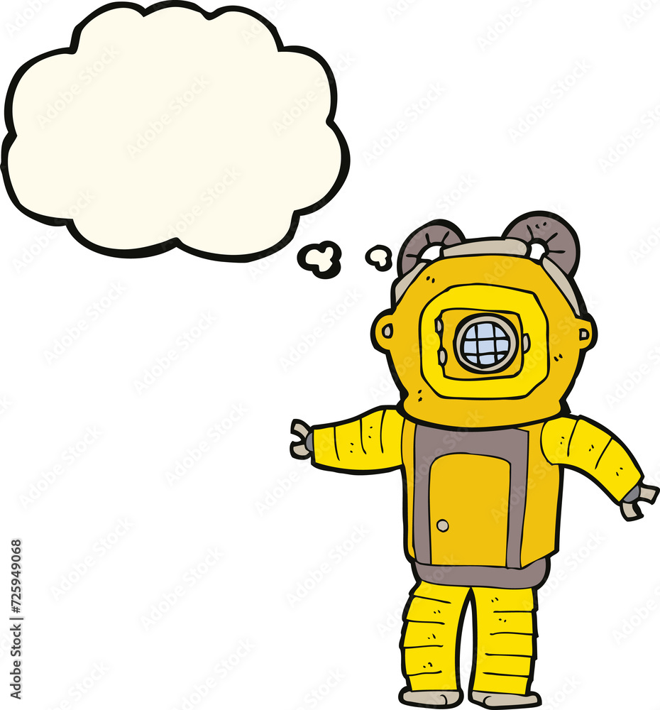 cartoon deep sea diver with thought bubble cartoon deep sea diver with thought bubble